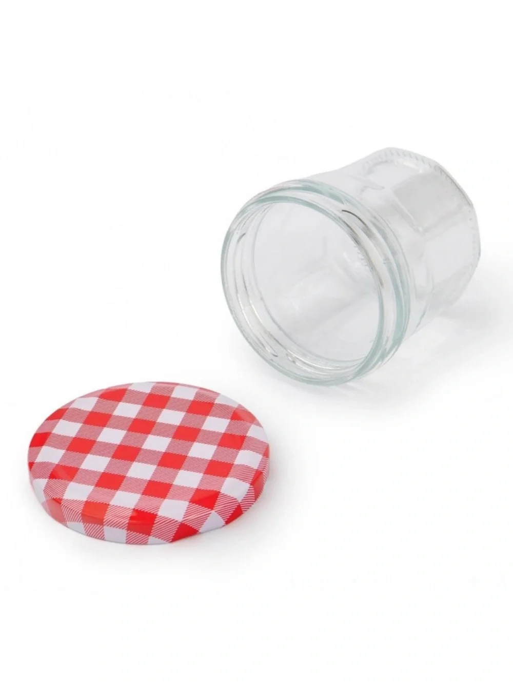 Set of 3 Glass Jars with Red & White Gingham Checkered Lids, Summer 2026